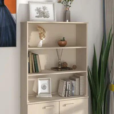 The Living Store Zgornja omarica HAMAR medeno rjava 85x35x100 cm trdna borovina - Zgornji Del Omarice