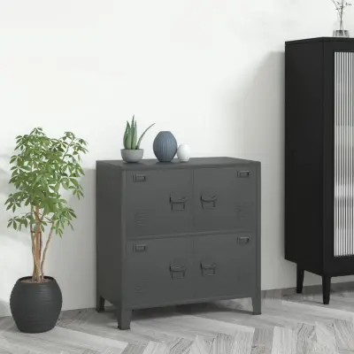 The Living Store Industrijska omara antracit 75x40x80 cm jeklo - Skrinja Za Shranjevanje