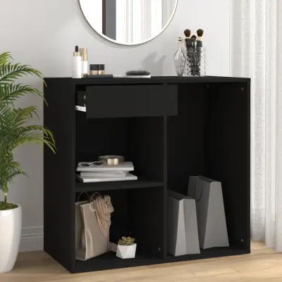 The Living Store Kozmetična omarica črna 80x40x75 cm inženirski les - Kozmetična Omarica