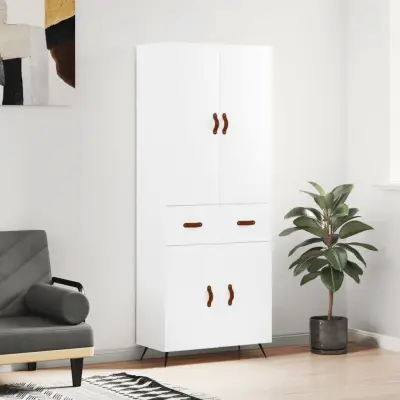 The Living Store Visoka omara bela 69,5x34x180 cm inženirski les - Visoka Omara