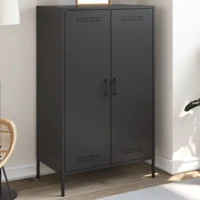 The Living Store Visoka omara črna 68x39x113 cm jeklo - Visoka Omara