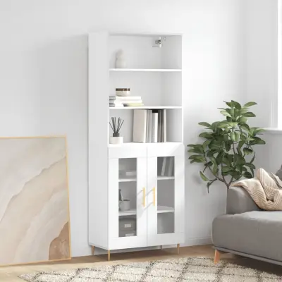 The Living Store Visoka omara bela 69,5x34x180 cm inženirski les - Visoka Omara