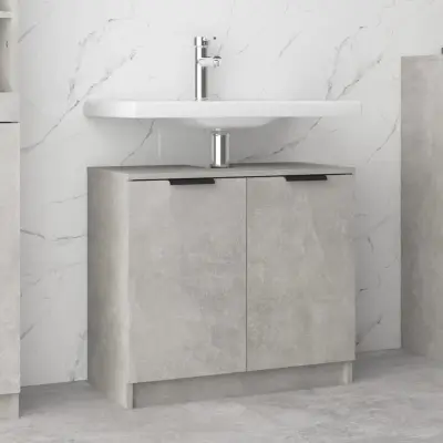 The Living Store Kopalniška omarica betonsko siva 64,5x33,5x59 cm konstr. les - Kopalniška Omarica