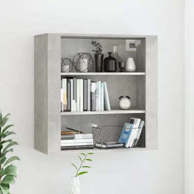 The Living Store Stenska omarica betonsko siva 80x33x80 cm inženirski les - Stenska Omarica