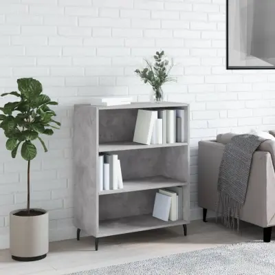 The Living Store Omarica s policami betonsko siva 69,5x32,5x90 cm inženirski les - Omarica S Policami