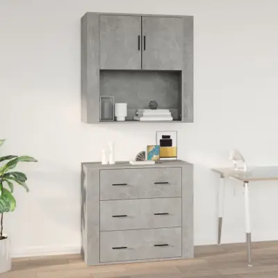The Living Store Stenska omarica betonsko siva 80x33x80 cm inženirski les - Stenska Omarica