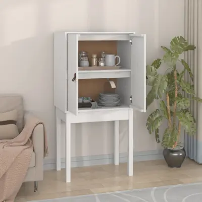The Living Store Visoka omara bela 60x40x120 cm trdna borovina - Visoka Omarica