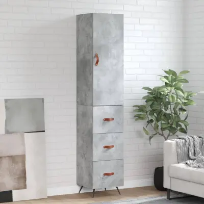 The Living Store Visoka omara betonsko siva 34,5x34x180 cm inženirski les - Visoka Omarica