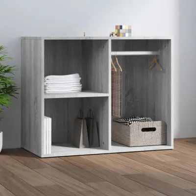The Living Store Garderobna omarica siva sonoma 80x40x65 cm inženirski les - Garderobna Omarica