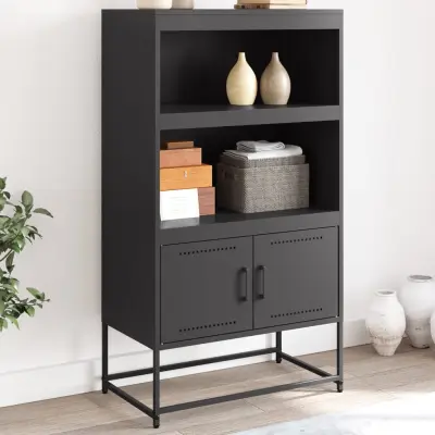 The Living Store Visoka omara črna 68,5x38,5x123,5 cm jeklo - Visoka Omara