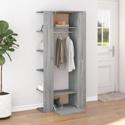The Living Store Omarica za predsobo 2 kosa siva sonoma konstruiran les - Omarica Za Predsobo