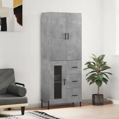 The Living Store Visoka komoda betonsko siva 69,5x34x180 cm inženirski les - Visoka Omara