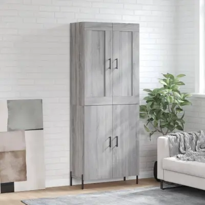 The Living Store Visoka komoda siva sonoma 69,5x34x180 cm inženirski les - Visoka Omarica