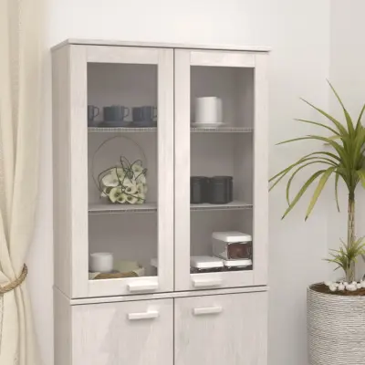The Living Store Zgornja omarica HAMAR bela 85x35x100 cm trdna borovina - Zgornja Omarica