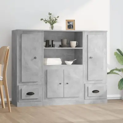 The Living Store Visoke omare 3 kosi betonsko siva inženirski les - Visoka Omarica