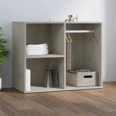 The Living Store Garderobna omarica betonsko siva 80x40x65 cm konstruiran les - Garderobna Omarica
