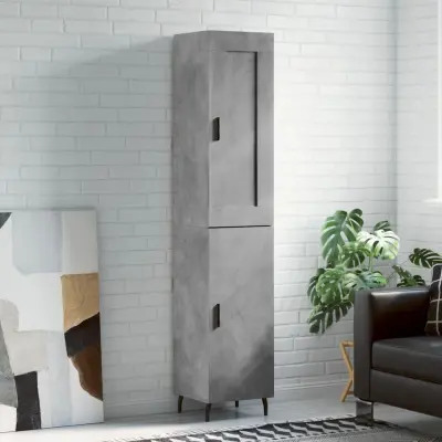 The Living Store Visoka omara betonsko siva 34,5x34x180 cm inženirski les - Visoka Omarica