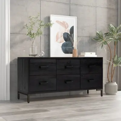The Living Store Omarica za shranjevanje črna 110x30x45 cm trdna borovina - Komoda
