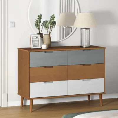 The Living Store Predalnik MOLDE rjav 113x40x80 cm trdna borovina - Omarica S Predali