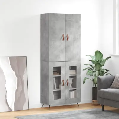 The Living Store Visoka komoda betonsko siva 69,5x34x180 cm inženirski les - Visoka Omara