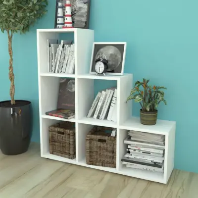 The Living Store Stopničasta knjižna omara/ razstavna polica 107 cm bela - Razstavna Polica