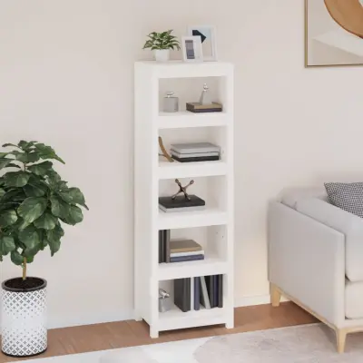 The Living Store Knjižna omara bela 50x35x154 cm trdna borovina - Knjižna Omara