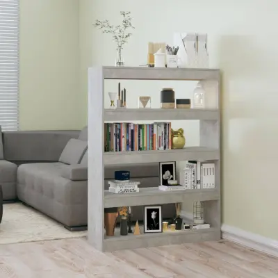 The Living Store Knjižna omara/pregrada betonsko siva 100x30x135 cm - Knjižna Omara