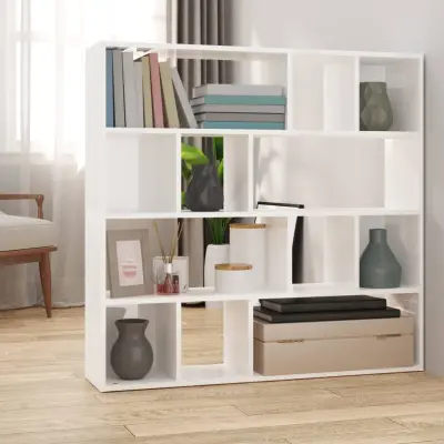 The Living Store Knjižna omara/pregrada visok sijaj bela 105x24x102 cm - Knjižna Omara