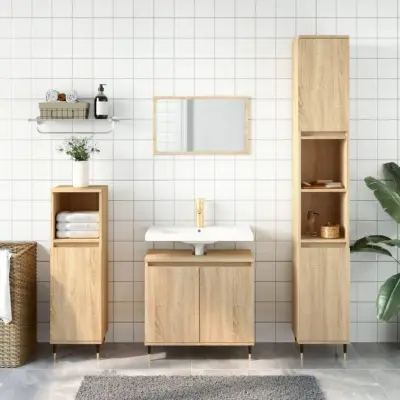 The Living Store Kopalniška omarica sonoma hrast 58x33x60 cm inženirski les - Kopalniška Omarica