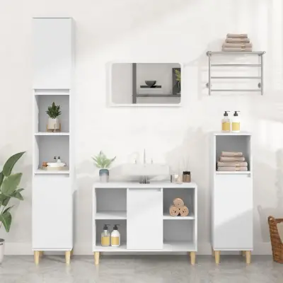 The Living Store Omarica za umivalnik bela 80x33x60 cm inženirski les - Omarica Za Umivalnik