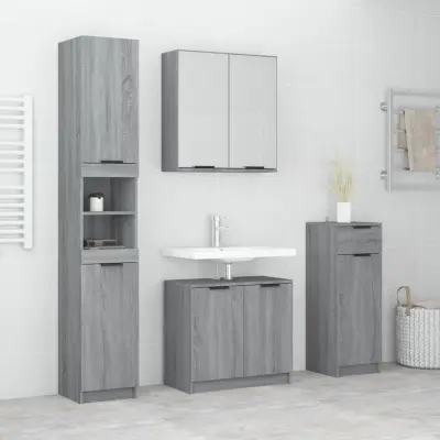 The Living Store Kopalniške omarice 4 kosi siva sonoma inženirski les - Komplet Kopalniškega Pohištva