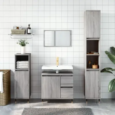 The Living Store Kopalniška omarica siva sonoma 30x30x190 cm inženirski les - Kopalniška Omarica