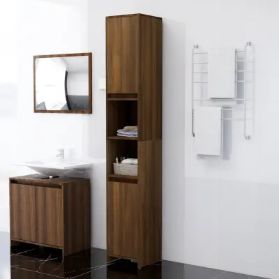 The Living Store Kopalniška omarica rjavi hrast 30x30x183,5 cm konstruiran les - Kopalniška Omarica