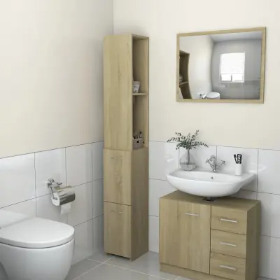 The Living Store Kopalniška omarica sonoma hrast 25x26,5x170 cm inženirski les - Kopalniška Omarica