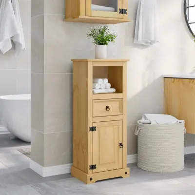 The Living Store Kopalniška omarica Corona 45x33x110 cm trdna borovina - Kopalniška Omarica