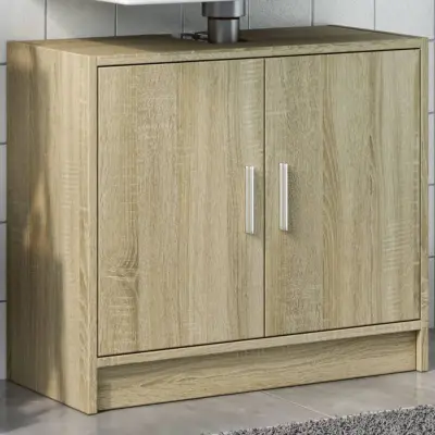 The Living Store Omarica za umivalnik sonoma hrast 63x29x55 cm inženirski les - Omarica Za Umivalnik