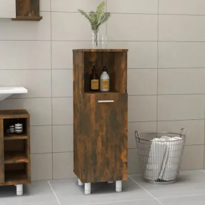 The Living Store Kopalniška omarica dimljeni hrast 30x30x95 cm inženirski les - Kopalniška Omarica