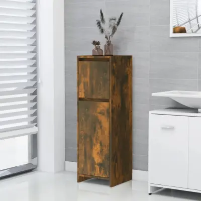 The Living Store Kopalniška omarica dimljeni hrast 30x30x95 cm konstruiran les - Kopalniška Omara