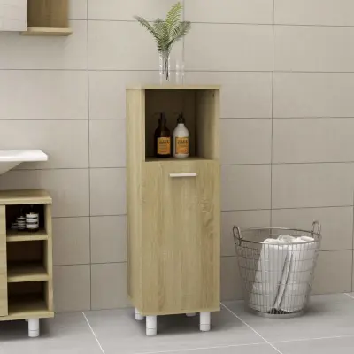 The Living Store Kopalniška omarica sonoma hrast 30x30x95 cm iverna plošča - Kopalniška Omarica