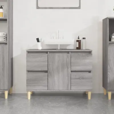 The Living Store Omarica za umivalnik siva sonoma 80x33x60 cm inženirski les - Omarica Za Umivalnik