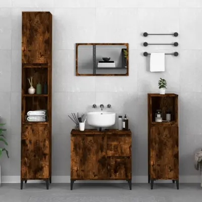 The Living Store Kopalniška omarica dimljeni hrast 30x30x190 cm inženirski les - Kopalniška Omarica