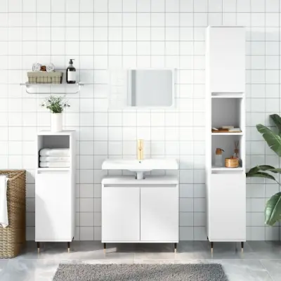 The Living Store Kopalniška omarica bela 58x33x60 cm inženirski les - Kopalniška Omarica