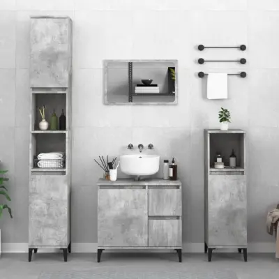 The Living Store Kopalniška omarica betonsko siva 65x33x60 cm inženirski les - Kopalniška Omarica