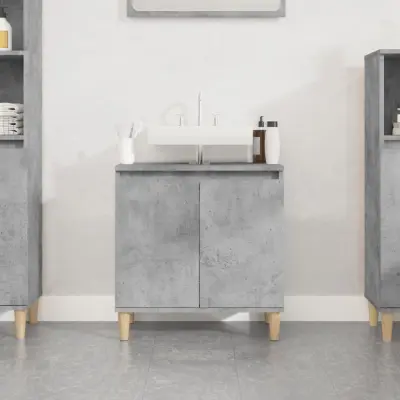 The Living Store Omarica za umivalnik betonsko siva 58x33x60 cm inženirski les - Omarica Za Umivalnik