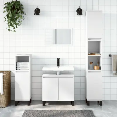 The Living Store Kopalniška omarica bela 58x33x60 cm inženirski les - Kopalniška Omarica