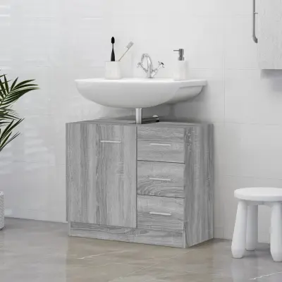 The Living Store Omarica za umivalnik siva sonoma 63x30x54 cm inženirski les - Omarica Za Umivalnik
