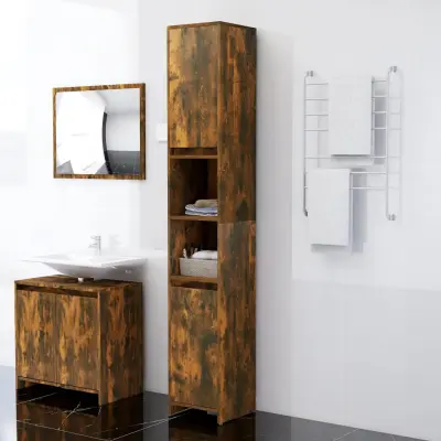 The Living Store Kopalniška omarica dim. hrast 30x30x183,5 cm konstruiran les - Kopalniška Omarica