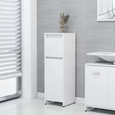 The Living Store Kopalniška omarica bela 30x30x95 cm iverna plošča - Kopalniška Omarica