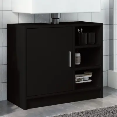The Living Store Omarica za umivalnik črna 63x29x55 cm inženirski les - Omarica Za Umivalnik