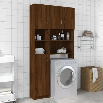 The Living Store Kopalniška omarica rjav hrast 32x25,5x190 cm konstruiran les - Kopalniška Omara